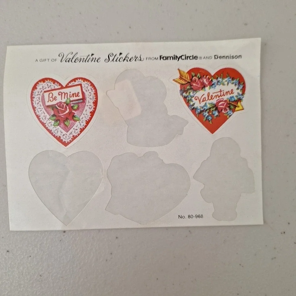 Vintage 1970's Valentines Cards Stickers & Craft Confetti, 11 Cards Rare Find